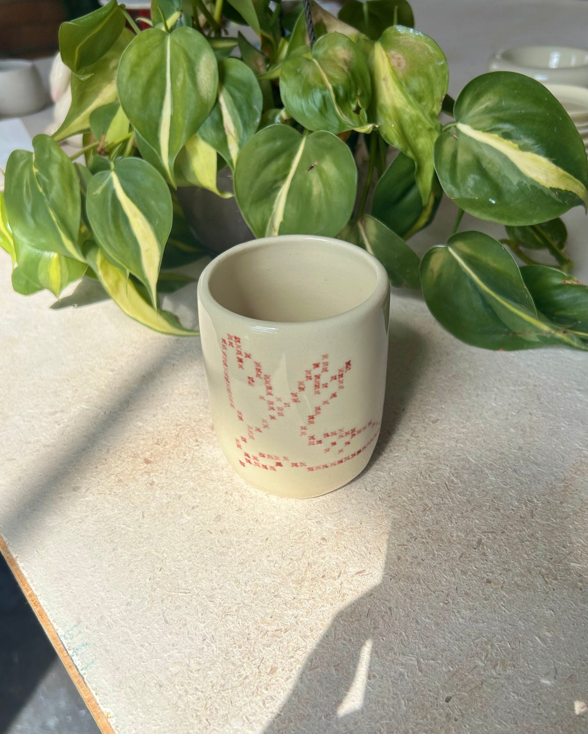 cross-stitch smoothie cups