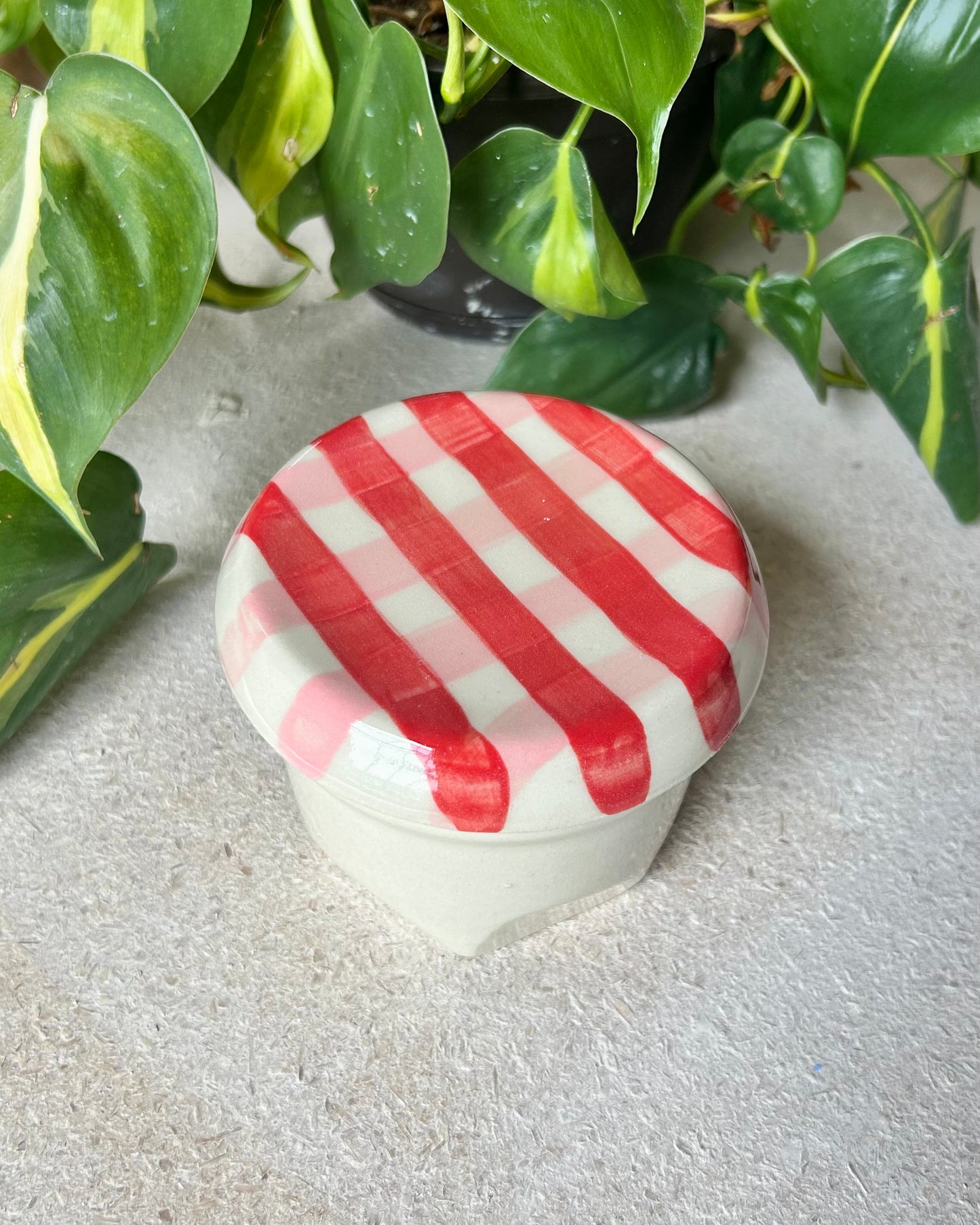 gingham jar cup + coaster (imperfect)