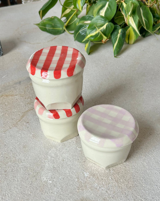 gingham cup + coasters