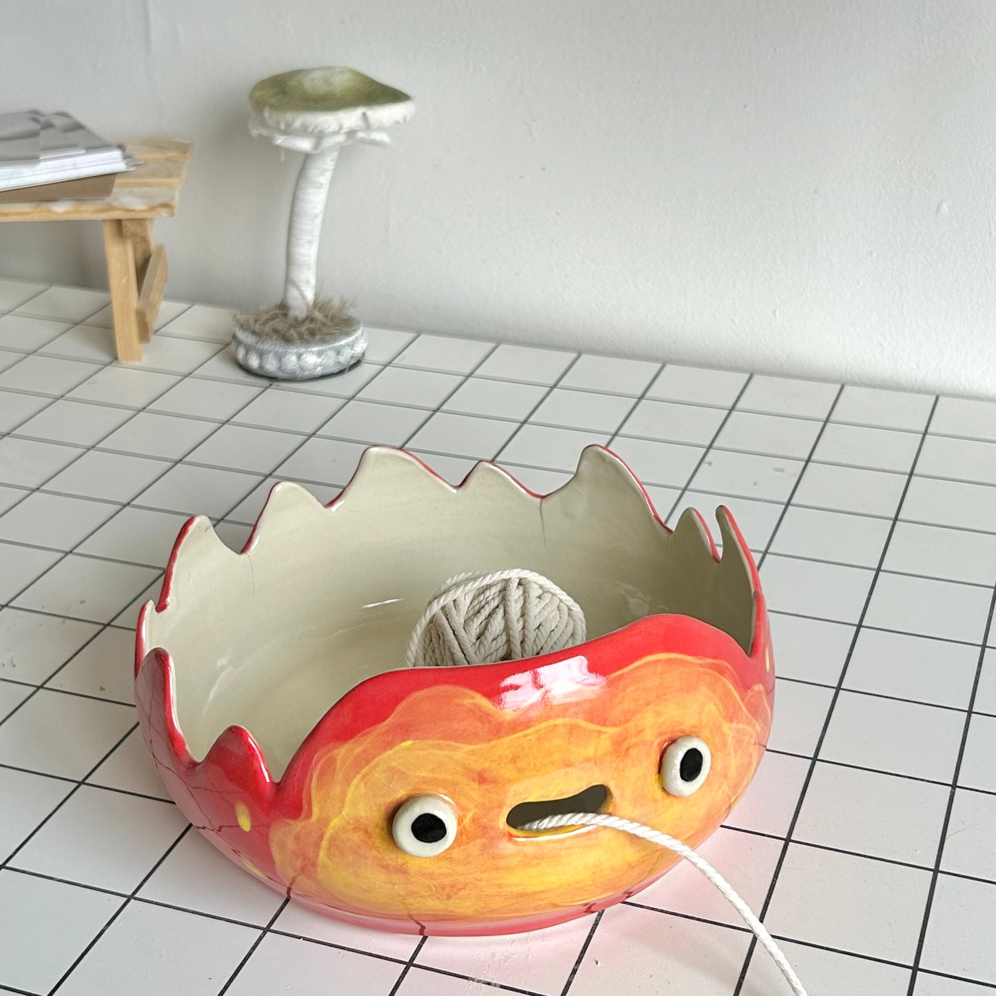 extra large fire demon yarn bowl (imperfect)