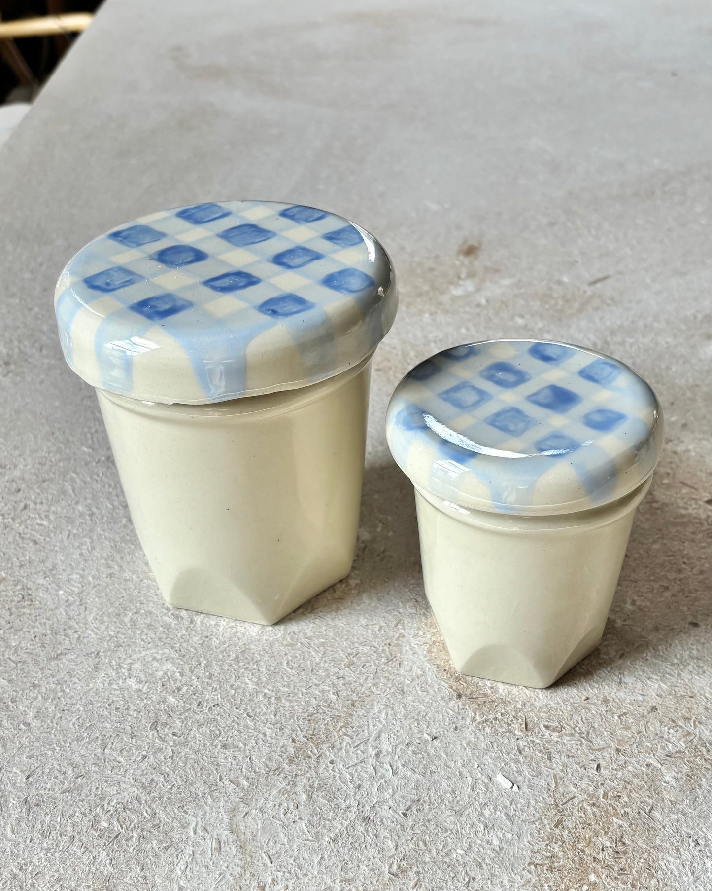 small gingham cup + coaster preorders