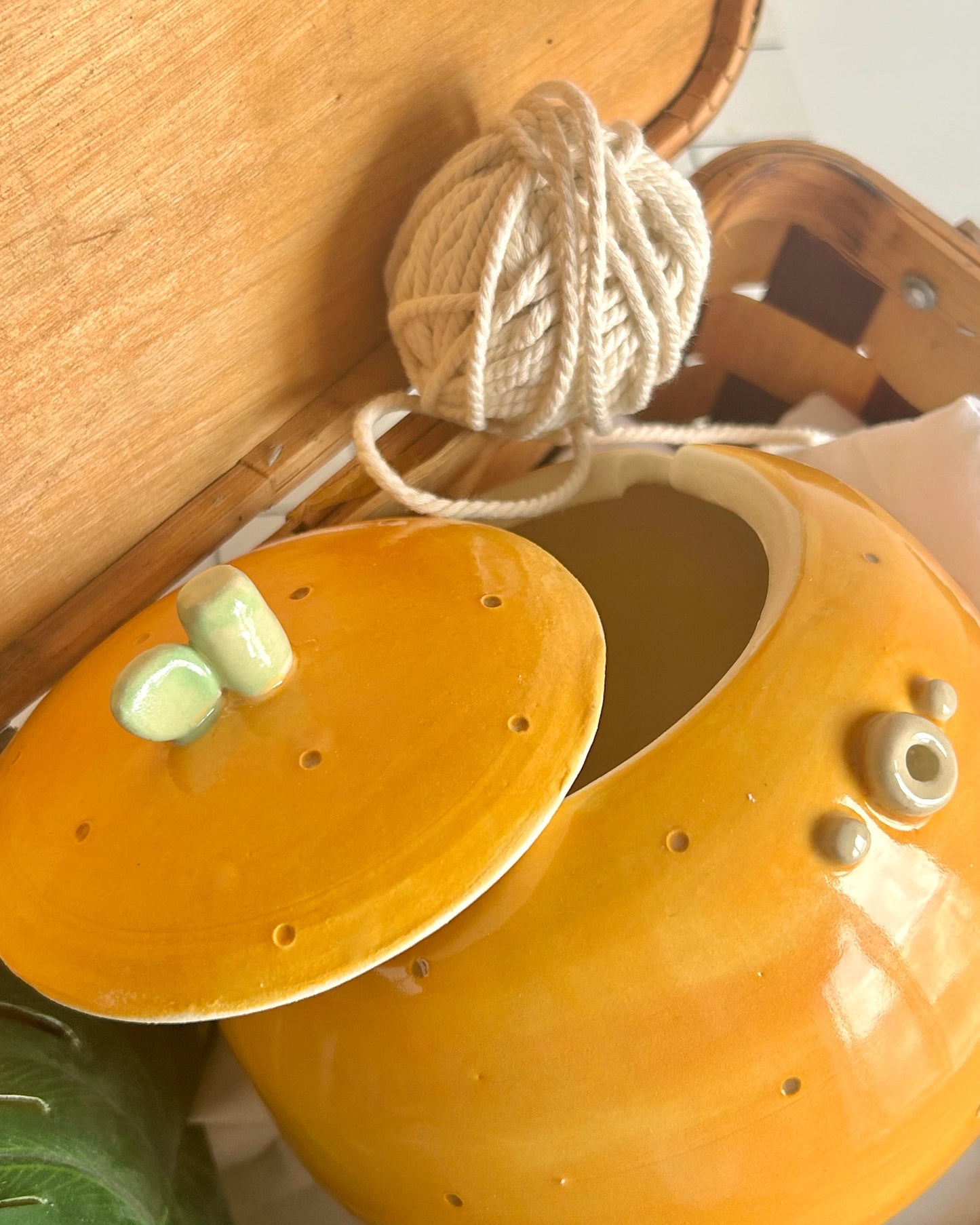 orange yarn jar