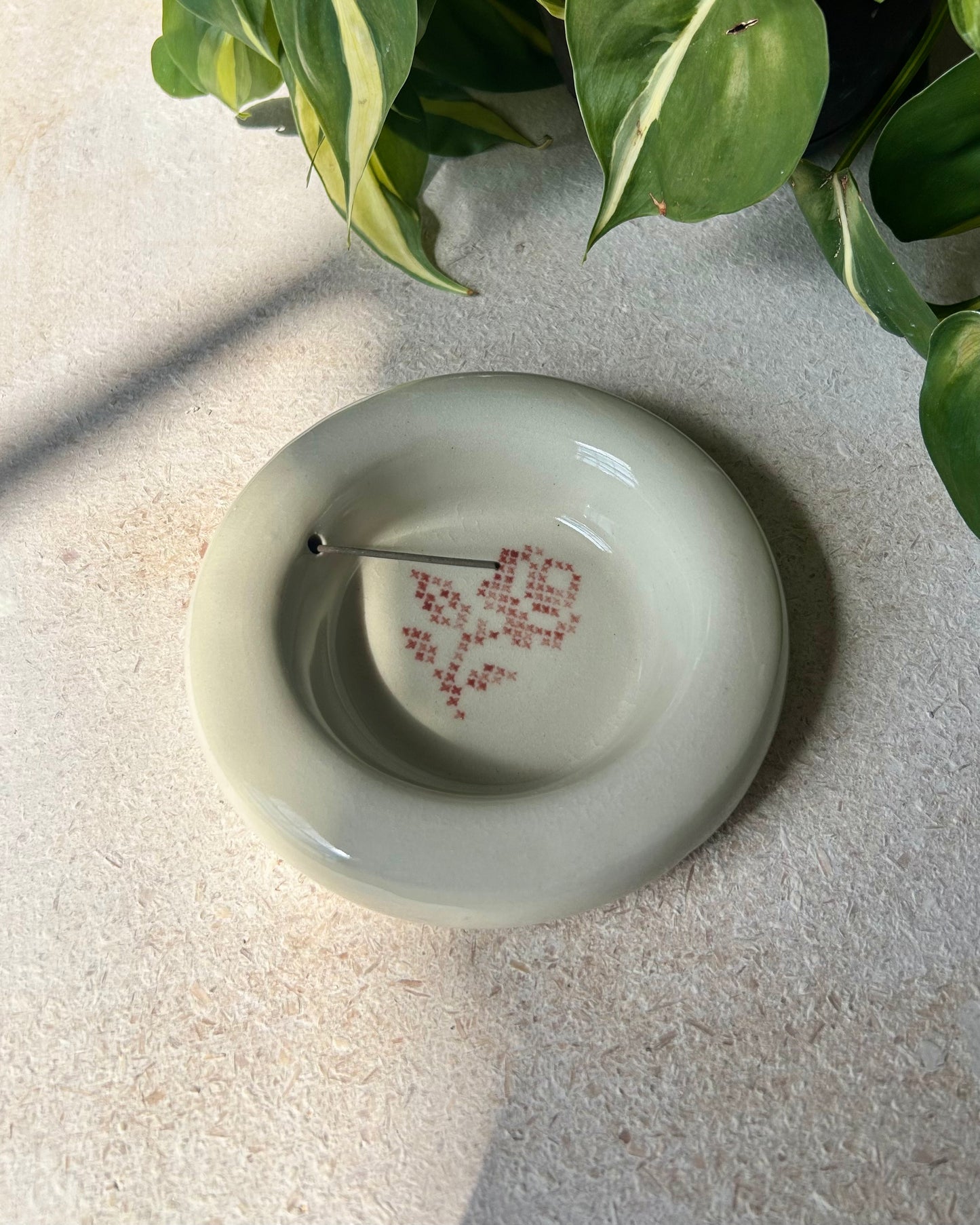 cross-stitch incense holder