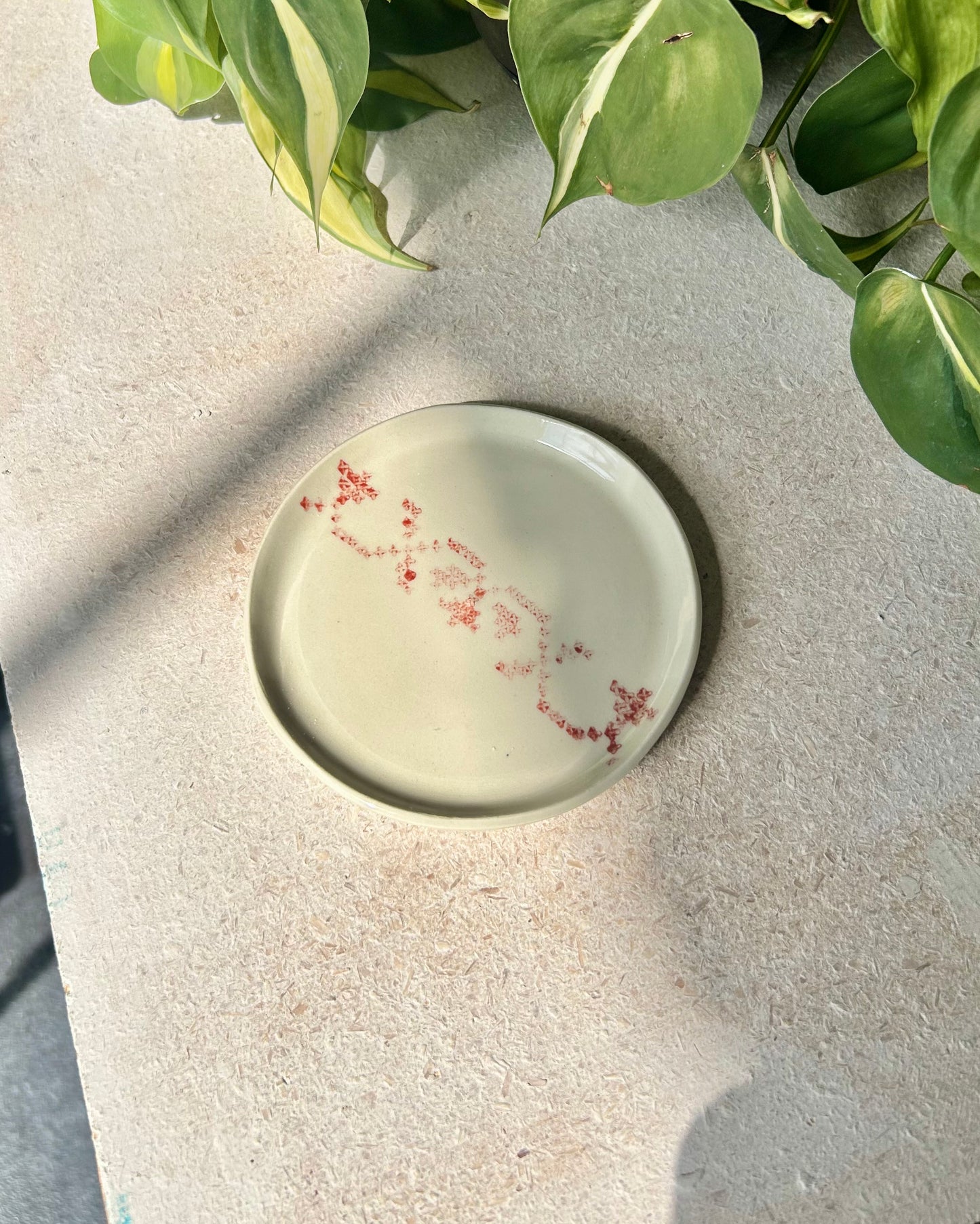 cross-stitch tea plates