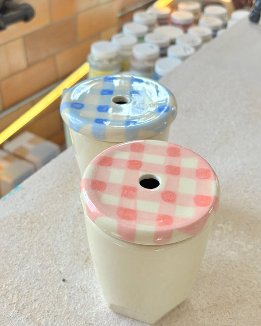 gingham to go cup (imperfect)