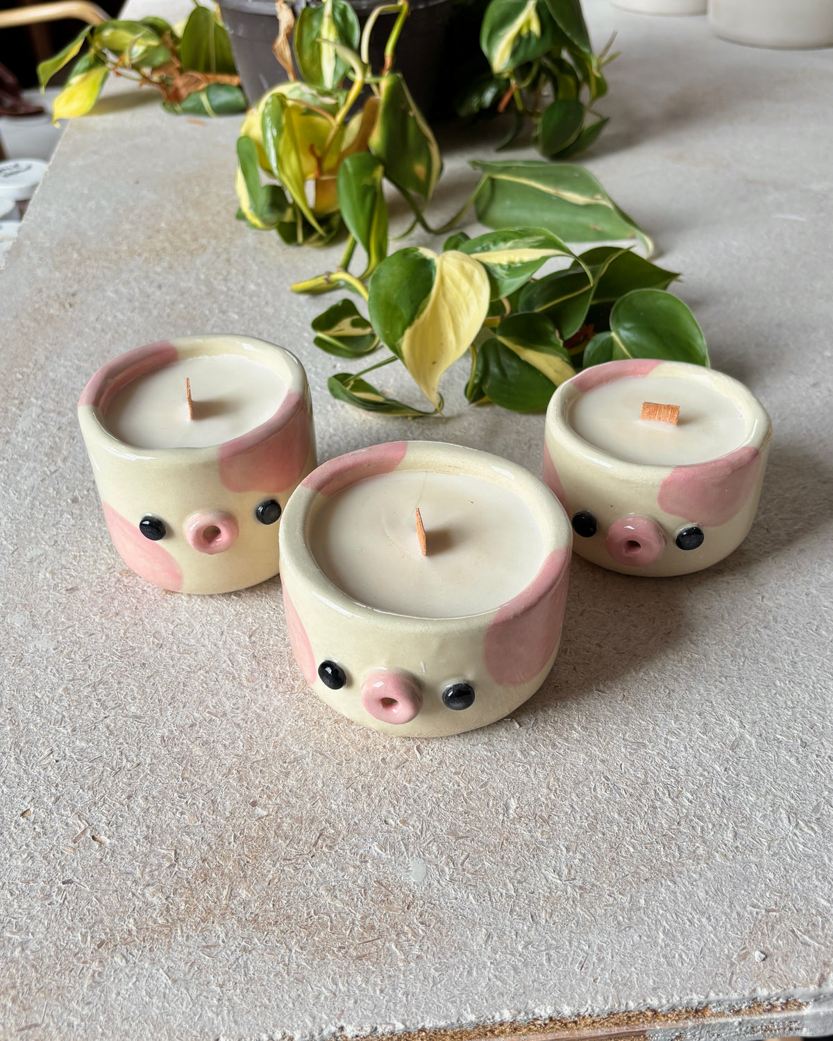 pink cow candle (imperfect)