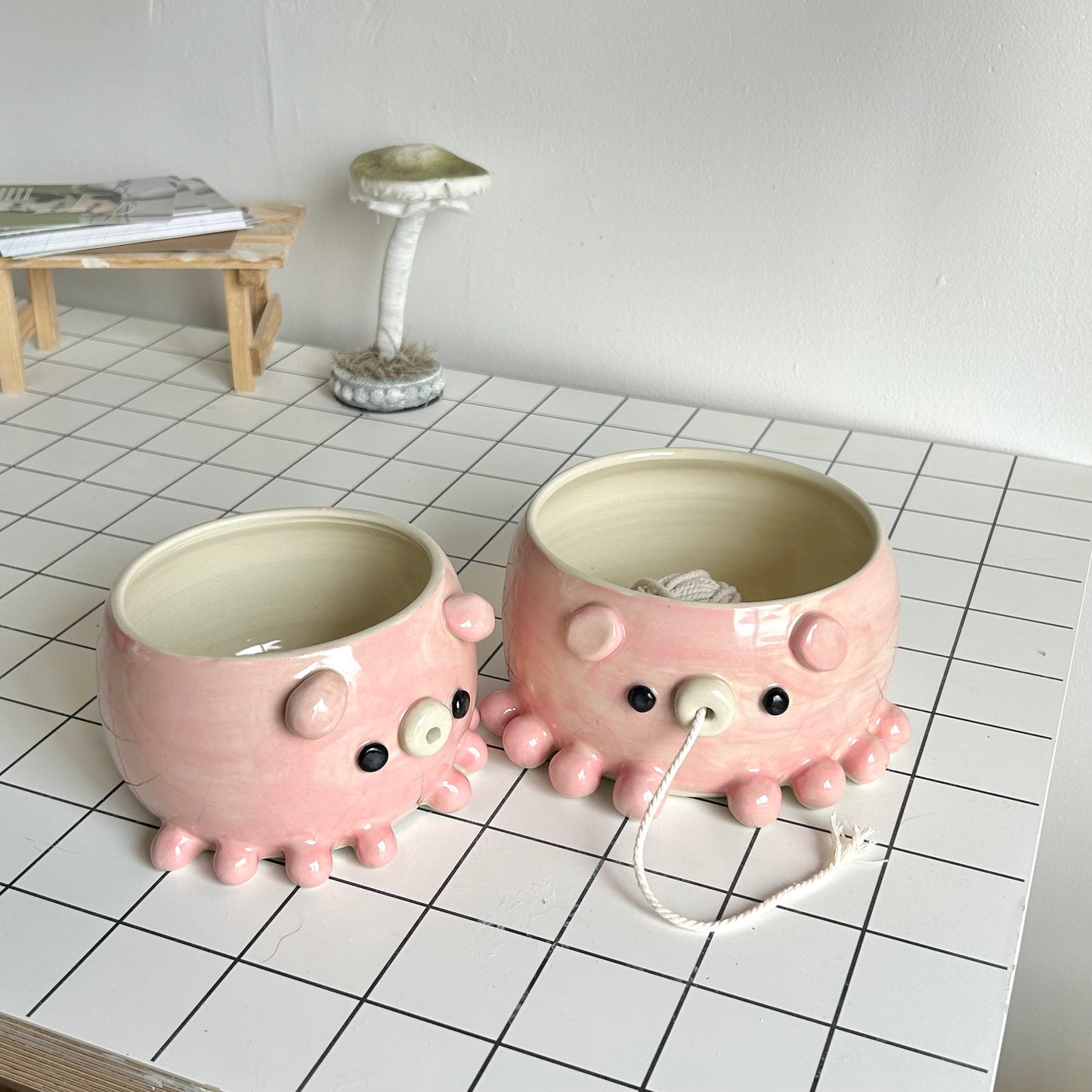 pink dumbo octopus yarn bowl