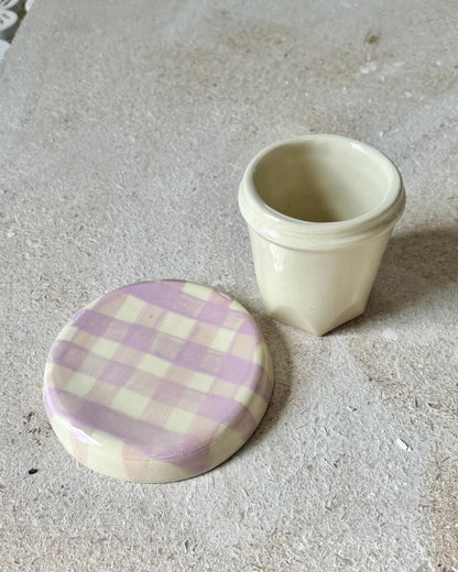 small gingham cup + coaster preorders