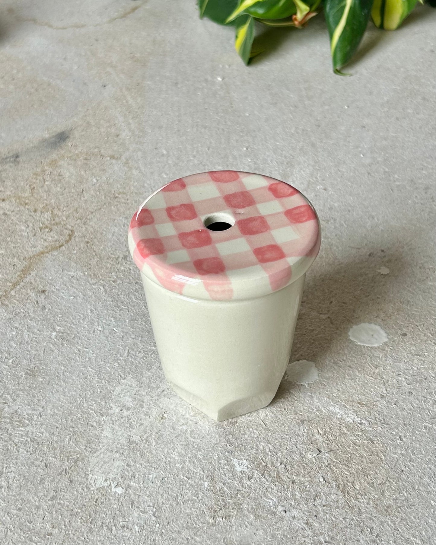 gingham to go cup (imperfect)