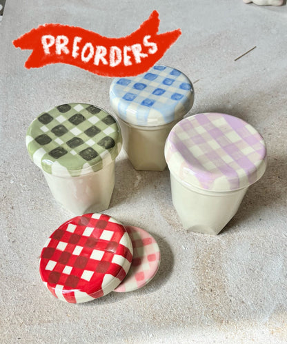 gingham cup + coaster preorders