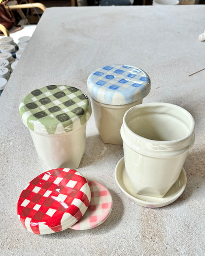 gingham cup + coaster preorders