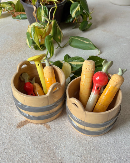 assorted veggie spoon set + bucket