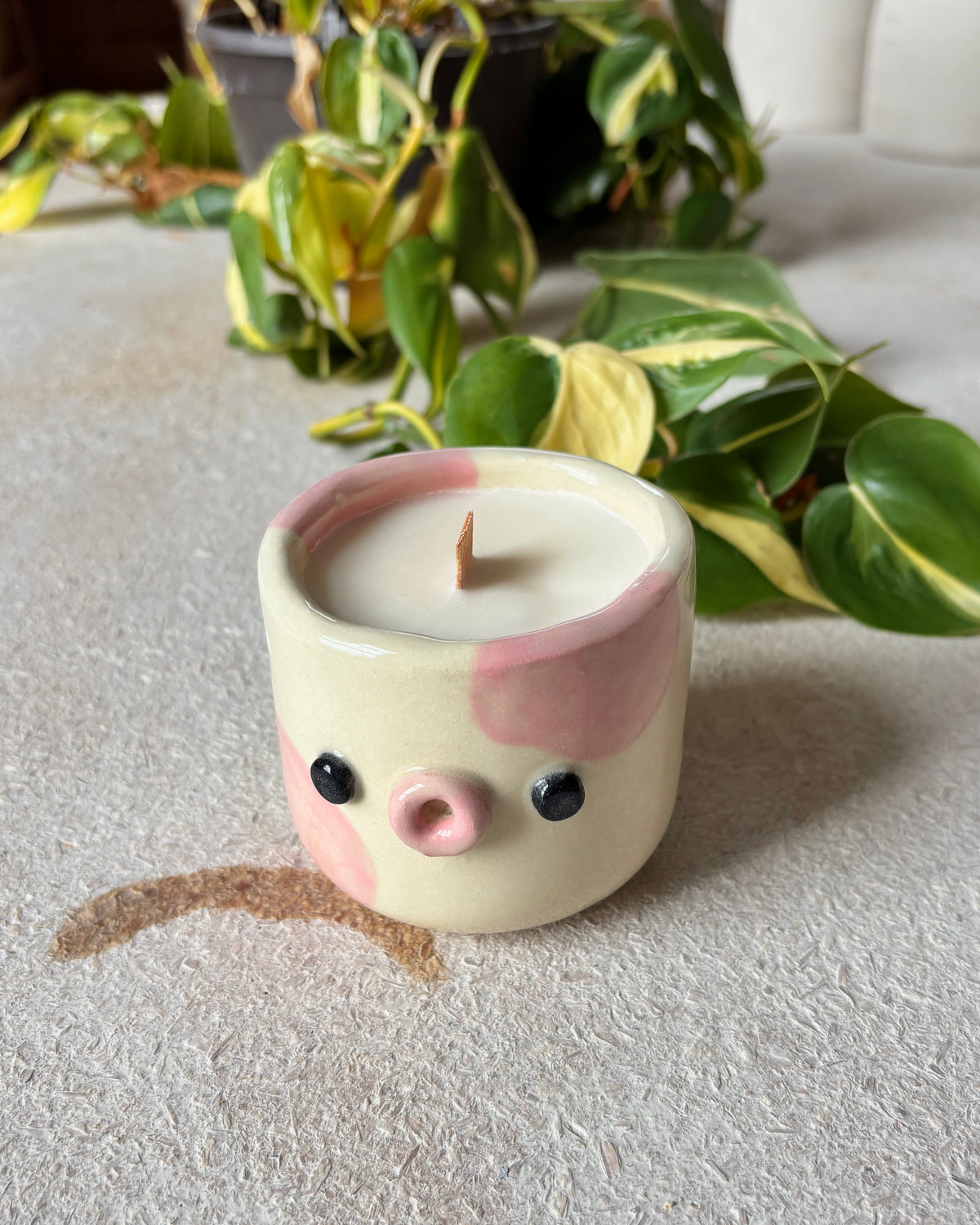 pink cow candle (imperfect)