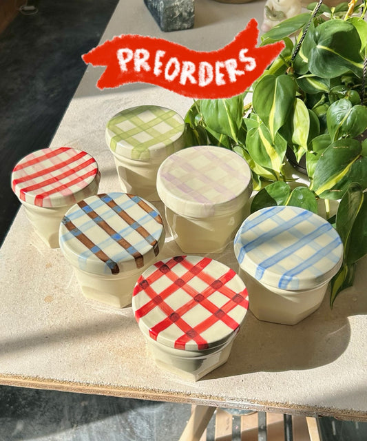 gingham jar cup + coaster preorder