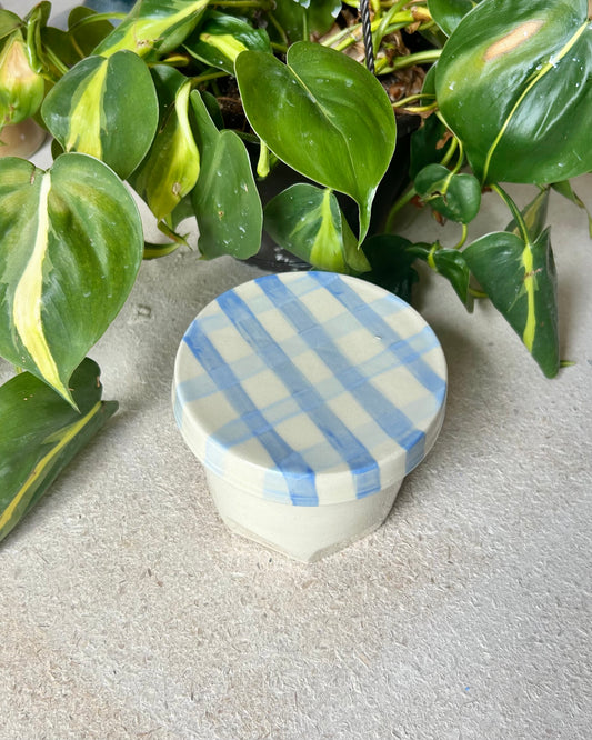 gingham jar cup + coaster (imperfect)