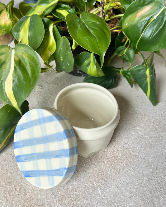 gingham jar cup + coaster (imperfect)