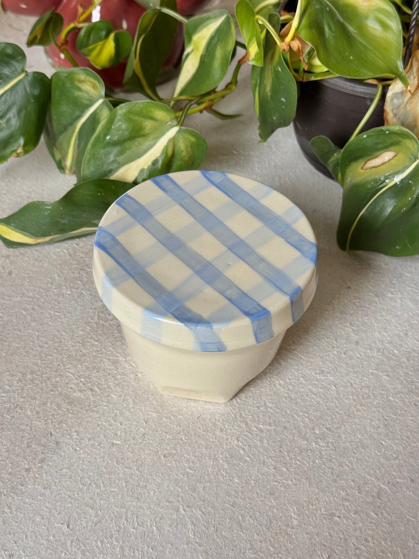 gingham jar cup + coaster (imperfect)