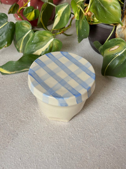 gingham jar cup + coaster (imperfect)