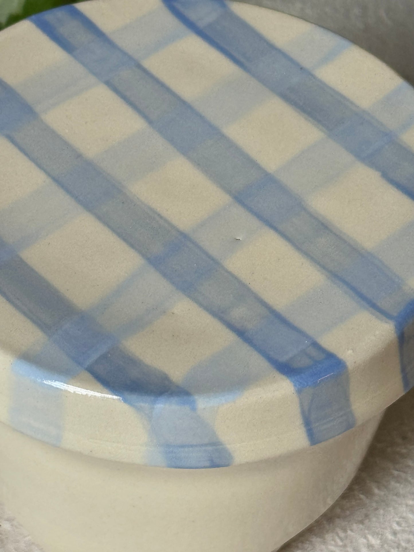 gingham jar cup + coaster (imperfect)