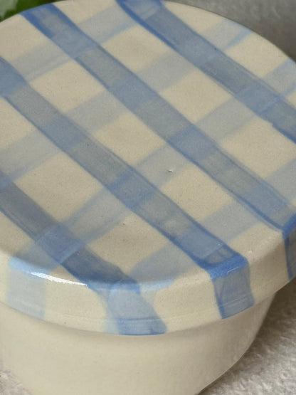 gingham jar cup + coaster (imperfect)