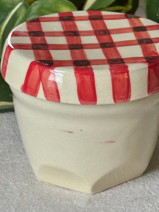 gingham jar cup + coaster (imperfect)