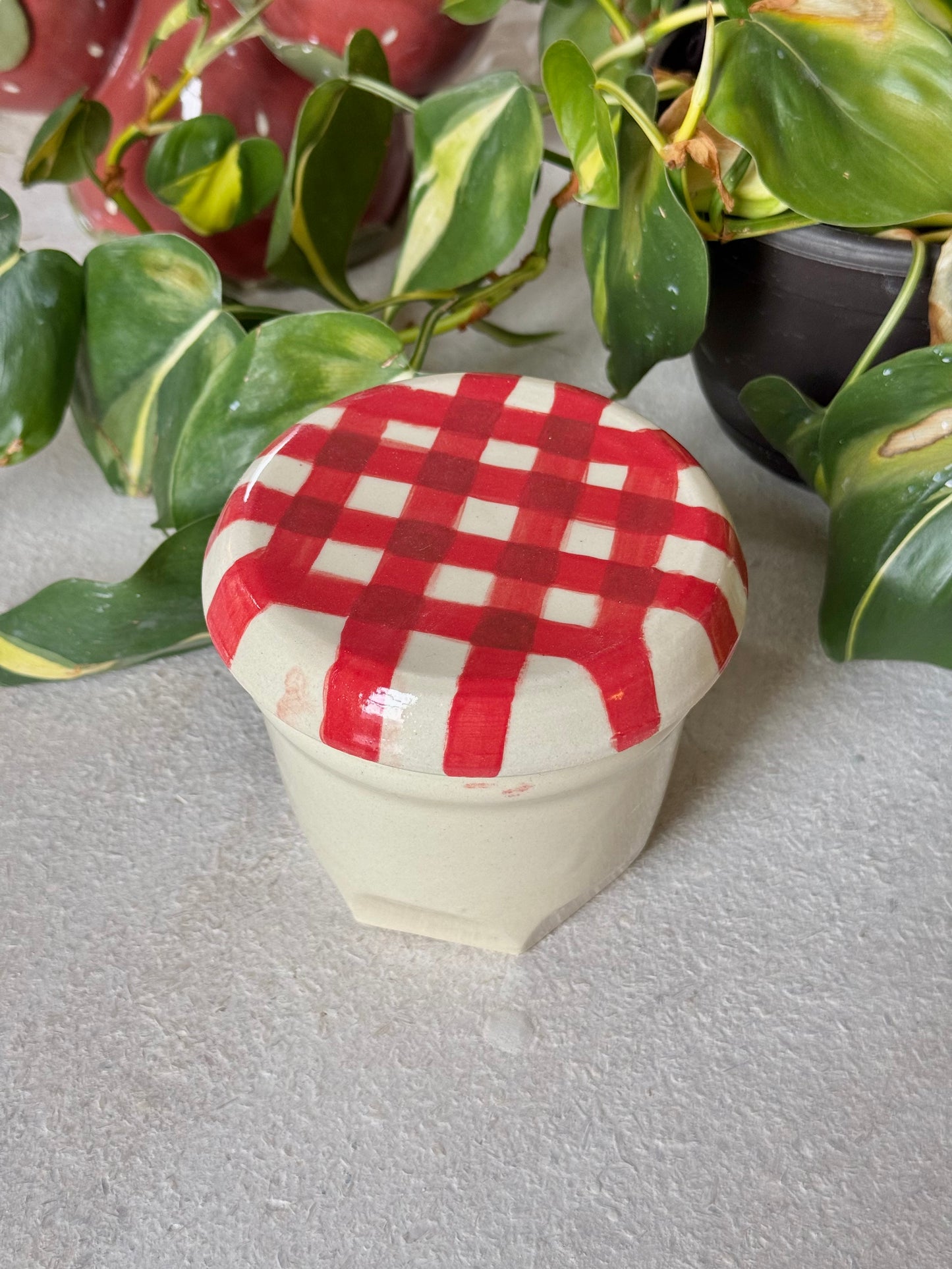 gingham jar cup + coaster (imperfect)