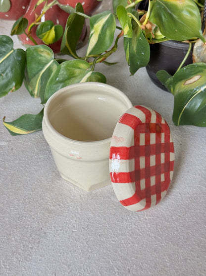 gingham jar cup + coaster (imperfect)