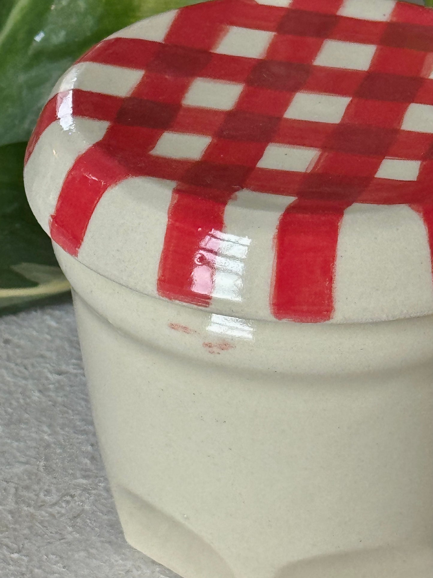 gingham jar cup + coaster (imperfect)