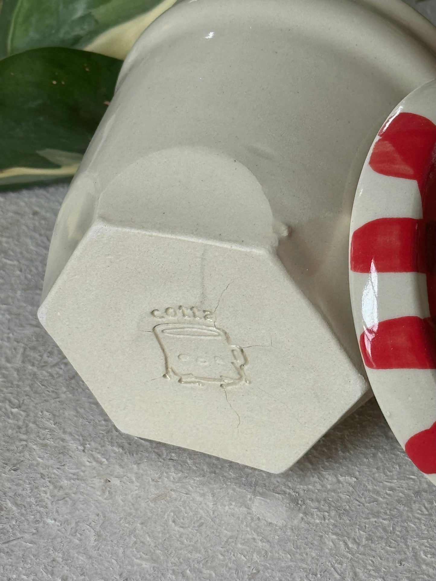 gingham jar cup + coaster (imperfect)