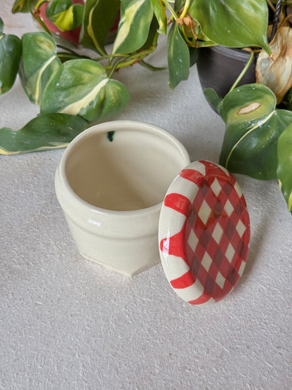 gingham jar cup + coaster (imperfect)