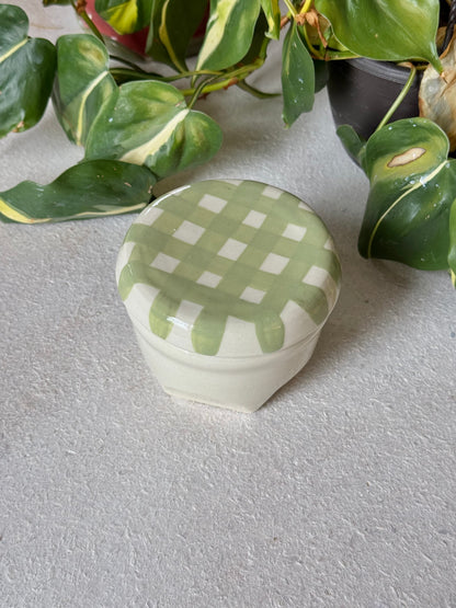 gingham jar cup + coaster (imperfect)